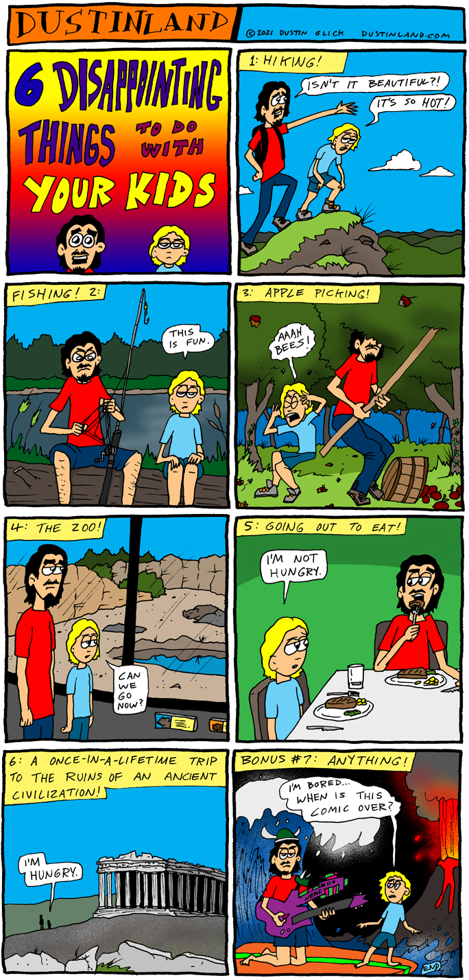 dustinladn 6 disappointing things to do with your kids comic